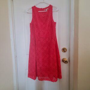 Eva Mendes Embroidered Lace Hot Pink A-Line Dress Sz 10